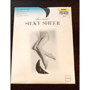 Sheer Caress Silky Sheer Pantyhose Short Smoke Gray 88 Control Top Vintage NOS